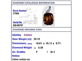 Vintage Citrine Pendant with Diamonds