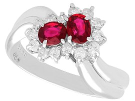 Vintage 0.76ct Ruby and Diamond Ring in Platinum