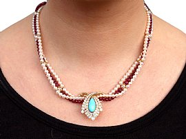 Vintage Pearl and Turquoise Necklace