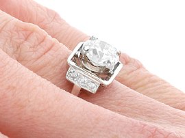 1930s Diamond Solitaire Engagement Ring Wearing Image