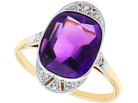 1930s 3.88ct Amethyst and Diamond, 14ct Yellow Gold and Platinum Dress Ring