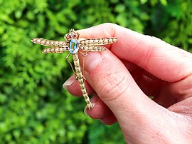 Gold and Gemstone Dragonfly Brooch UK