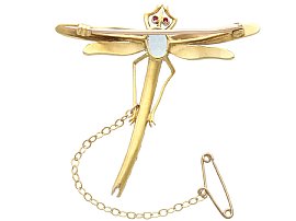 Gold and Gemstone Dragonfly Brooch UK