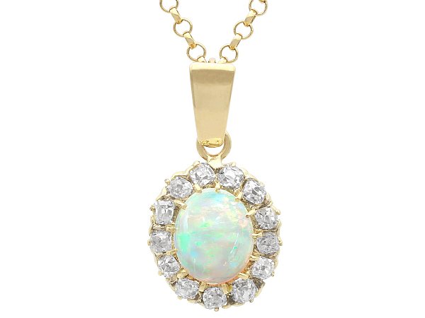 Opal Cluster Pendant with Diamonds UK