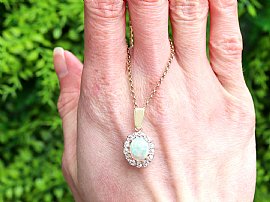 Opal Cluster Pendant with Diamonds UK Outside