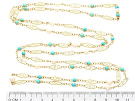 Vintage Gold Pearl and Turquoise Necklace Size
