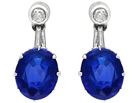 5.5ct Blue Sapphire and Diamond, White Gold Drop Earrings