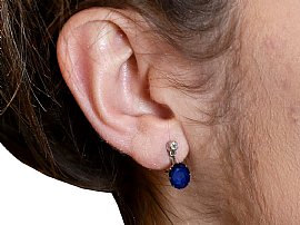 Wearing Blue Sapphire Oval Earrings