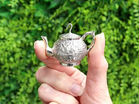 Miniature Silver Tea Set Outside