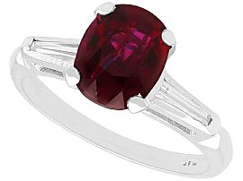 Vintage 2.73ct Oval Ruby and Diamond Ring in Platinum