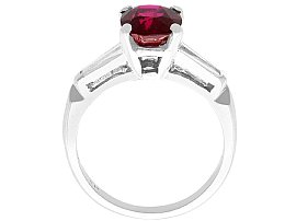 Oval Ruby Ring with Baguette Side Stones