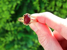 Antique Garnet Ring in Yellow Gold UK outside 
