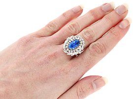 Oval Sapphire Ring with Diamonds Wearing