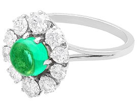 Cabochon Emerald and Diamond Ring White Gold