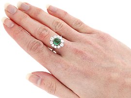 Cabochon Emerald and Diamond Ring Wearing