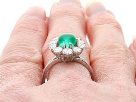 Wearing Cabochon Emerald and Diamond Ring