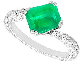 Vintage 1.13ct Emerald and 2.20 ct Diamond Ring in Platinum