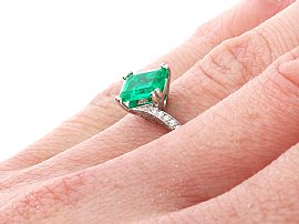 Vintage Emerald Ring with Diamond Band