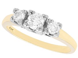 Vintage 0.64ct Diamond and 14ct Yellow Gold Trilogy Ring