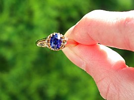 Edwardian Sapphire Ring in Yellow Gold Outside 