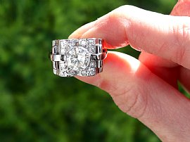Chunky Art Deco Diamond Ring Outside