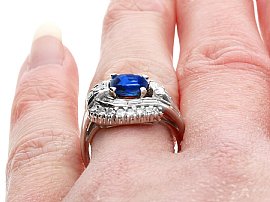 Wearing 1950s Sapphire and Diamond Ring