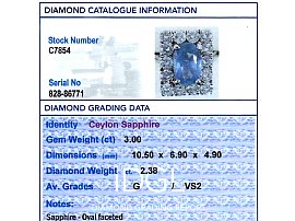 3 Carat Oval Sapphire Ring with Diamonds Grade