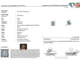 3 Carat Oval Sapphire Ring with Diamonds Gemmological certificate