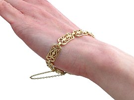 Wearing Art Nouveau Style Bracelet in Gold