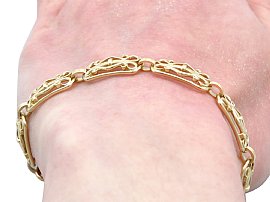 Art Nouveau Style Bracelet in Gold Wearing