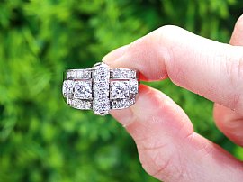 Platinum Art Deco Ring with Diamonds for Sale Outside