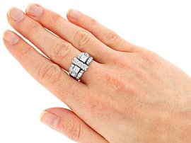 Platinum Art Deco Ring with Diamonds for Sale Wearing