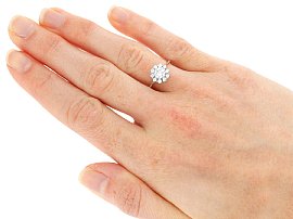 Diamond Cluster Ring White Gold for Sale Wearing
