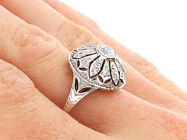 1920s Circular Diamond Ring for Sale Wearing