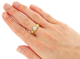 Gents Opal Ring in Yellow Gold Wearing 