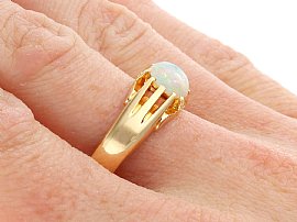 Gents Opal Ring in Yellow Gold Wearing 