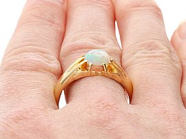 Wearing Gents Opal Ring in Yellow Gold
