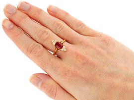 Ladies Gold Garnet Ring for Sale UK Wearing 