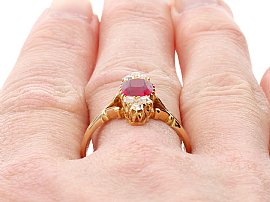Ladies Gold Garnet Ring for Sale UK Wearing 