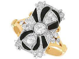 Art Deco Black Onyx and 0.46ct Diamond Ring