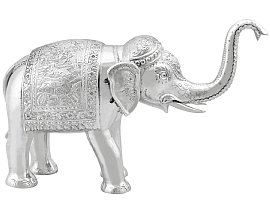 Indian Silver Elephant Table Ornament - Vintage Circa 1950