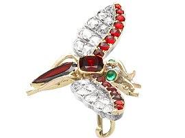 Antique Garnet Insect Brooch with Diamonds