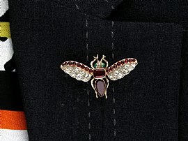 Wearing Antique Garnet Insect Brooch