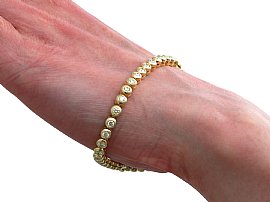 18k Yellow Gold Diamond Tennis Bracelet worn