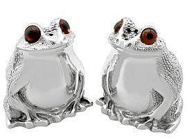 Novelty Silver Frog Condiment Set