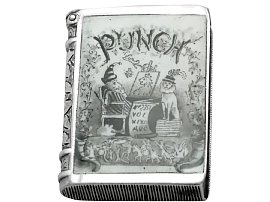 Victorian Sterling Silver and Enamel Punch and Judy Book Vesta Case - 1886