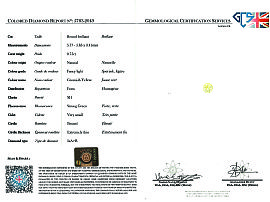Yellow Diamond Certificate