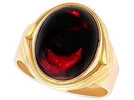 1920s 13.96ct Garnet and 15ct Yellow Gold Signet Ring