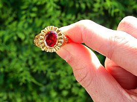 Victorian Garnet Ring in Yellow Gold Outside 