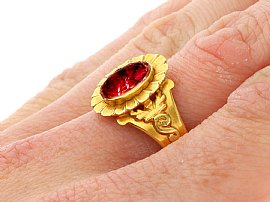 Wearing Victorian Garnet Ring in Yellow Gold